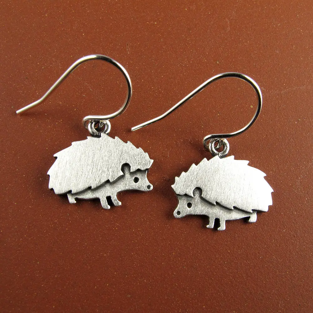 Hedgehog Earrings - Silver Plated