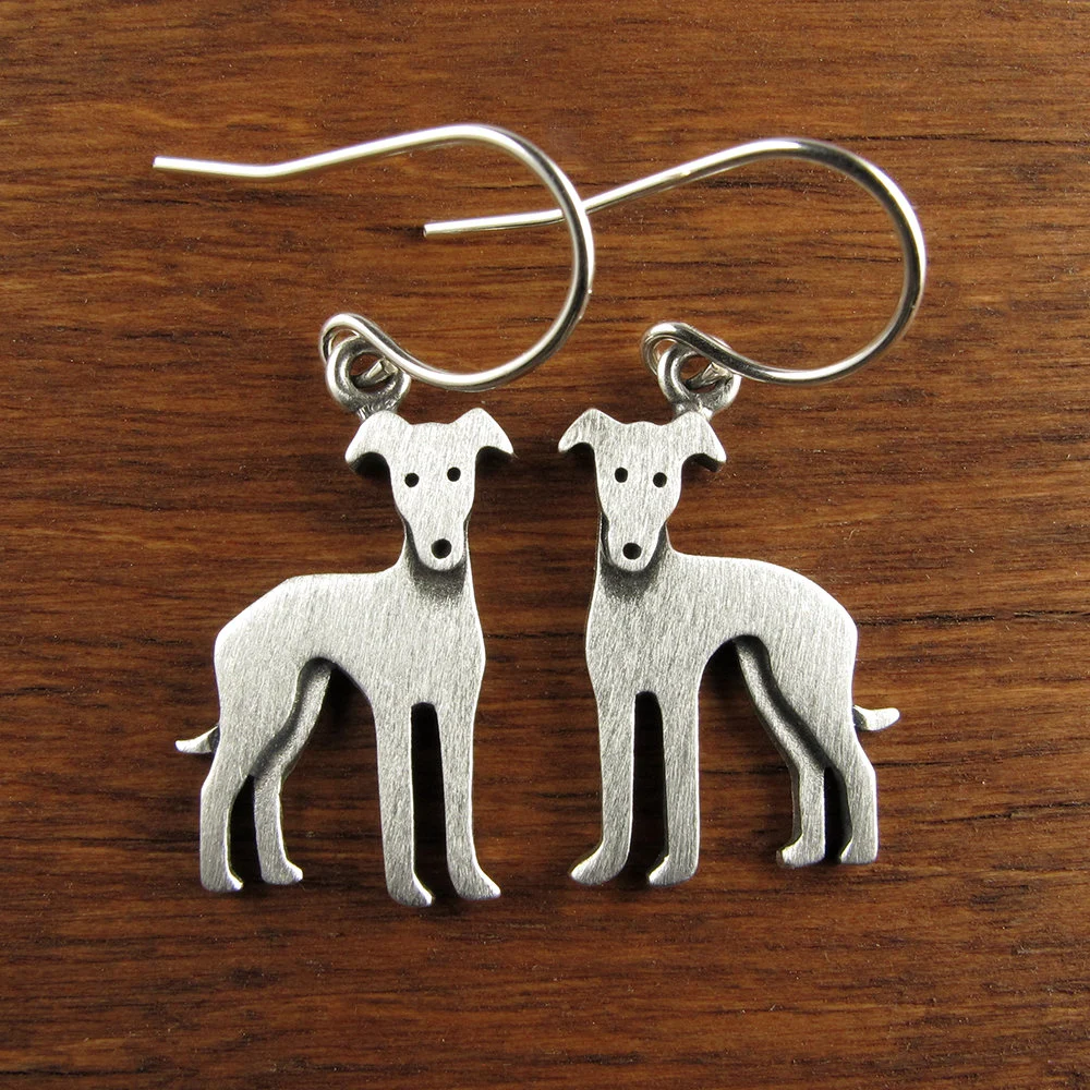 Greyhound Earrings - Silver Plated