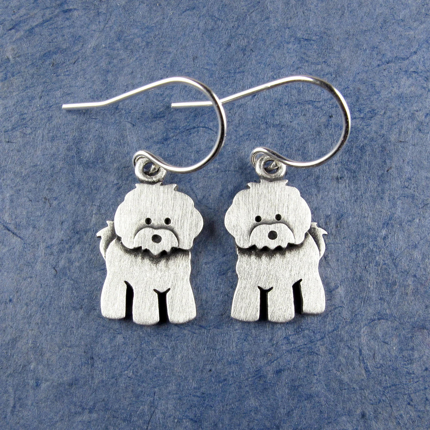 Bichon Frise Earrings - Silver Plated