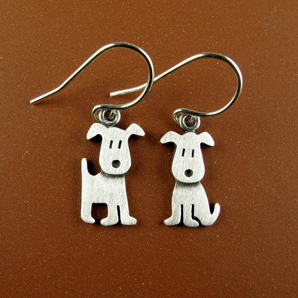 Puppy Earrings - Silver Plated