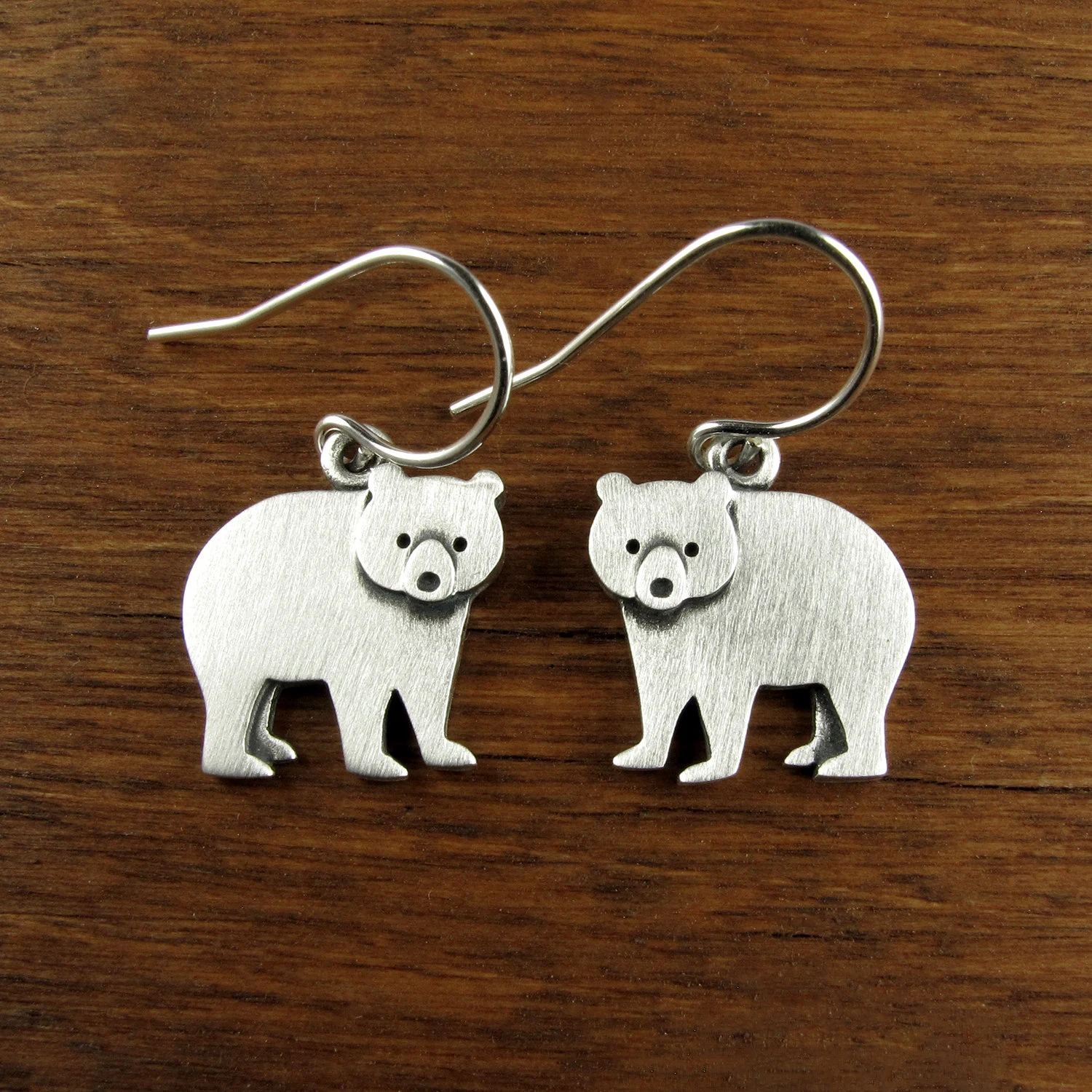 Bear Earrings - Silver Plated