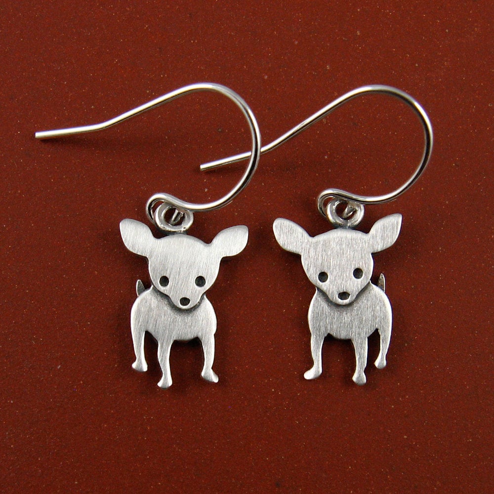 Chihuahua Earrings - Silver Plated
