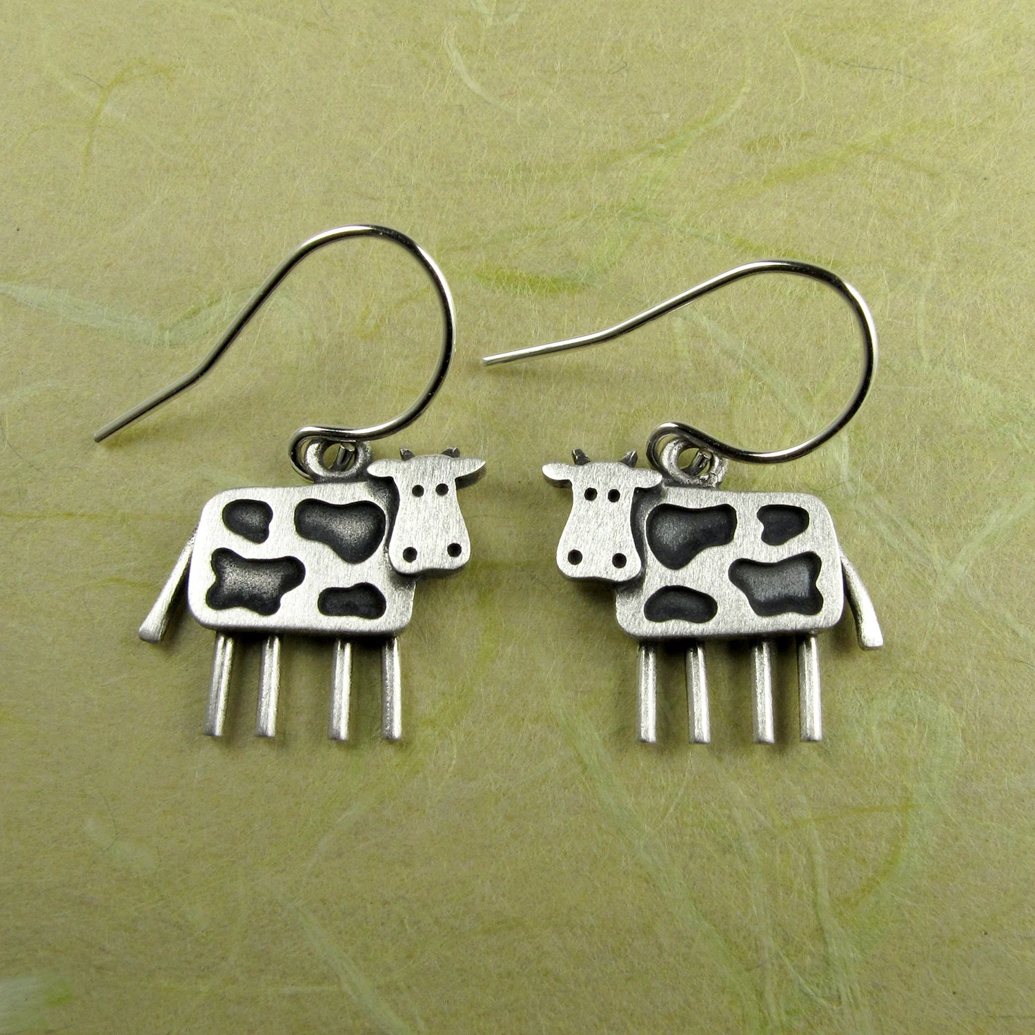 Cow Earrings - Silver Plated