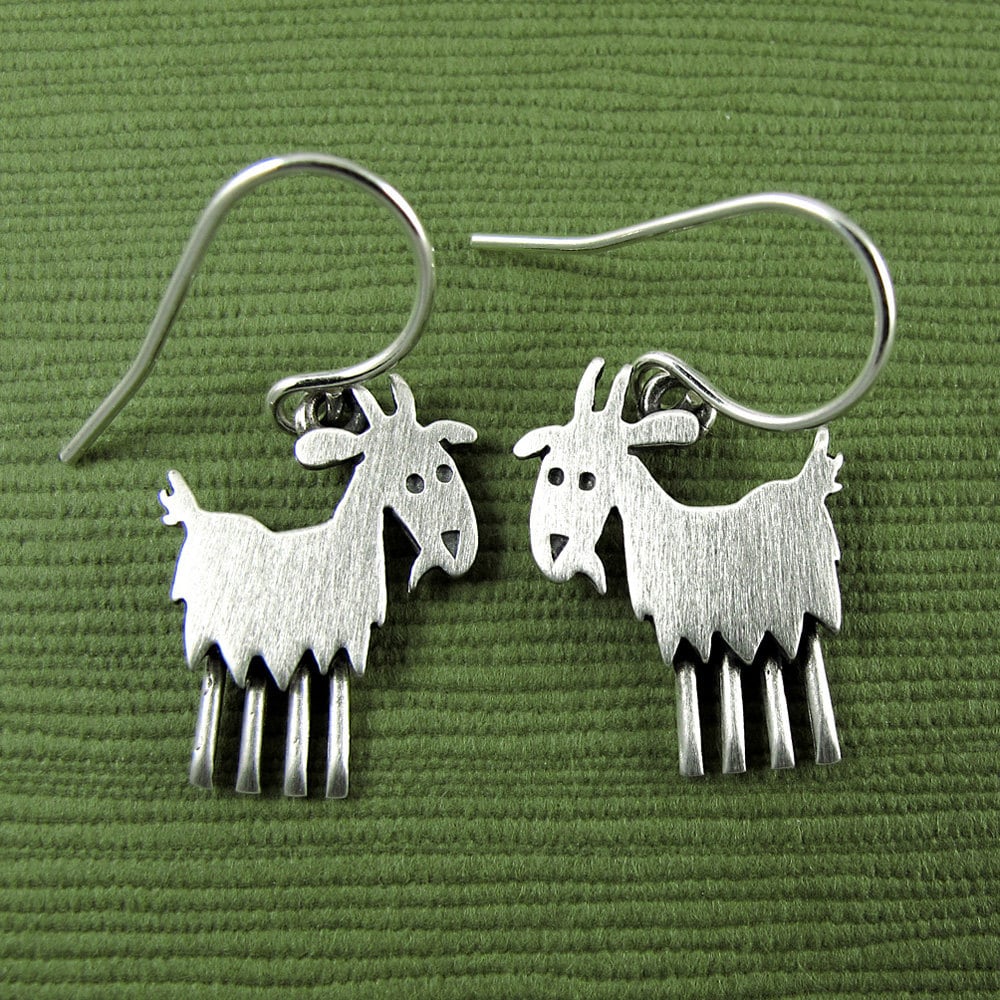 Goat Earrings - Silver Plated