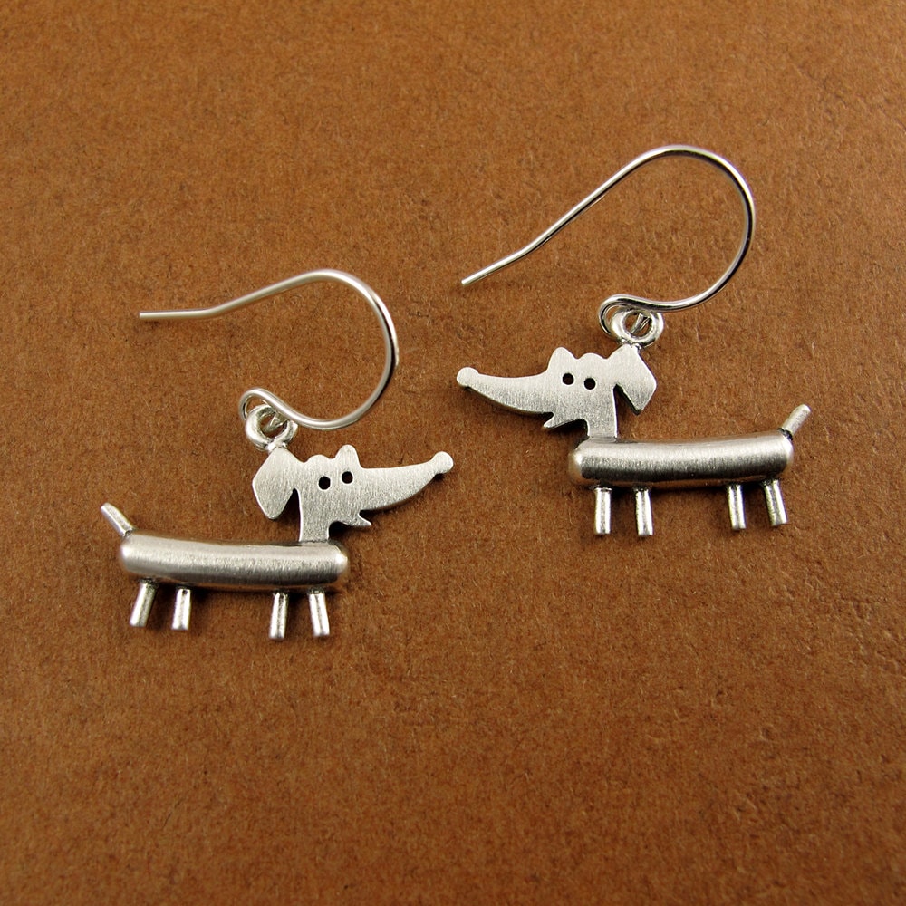 Dachshund Earrings - Silver Plated