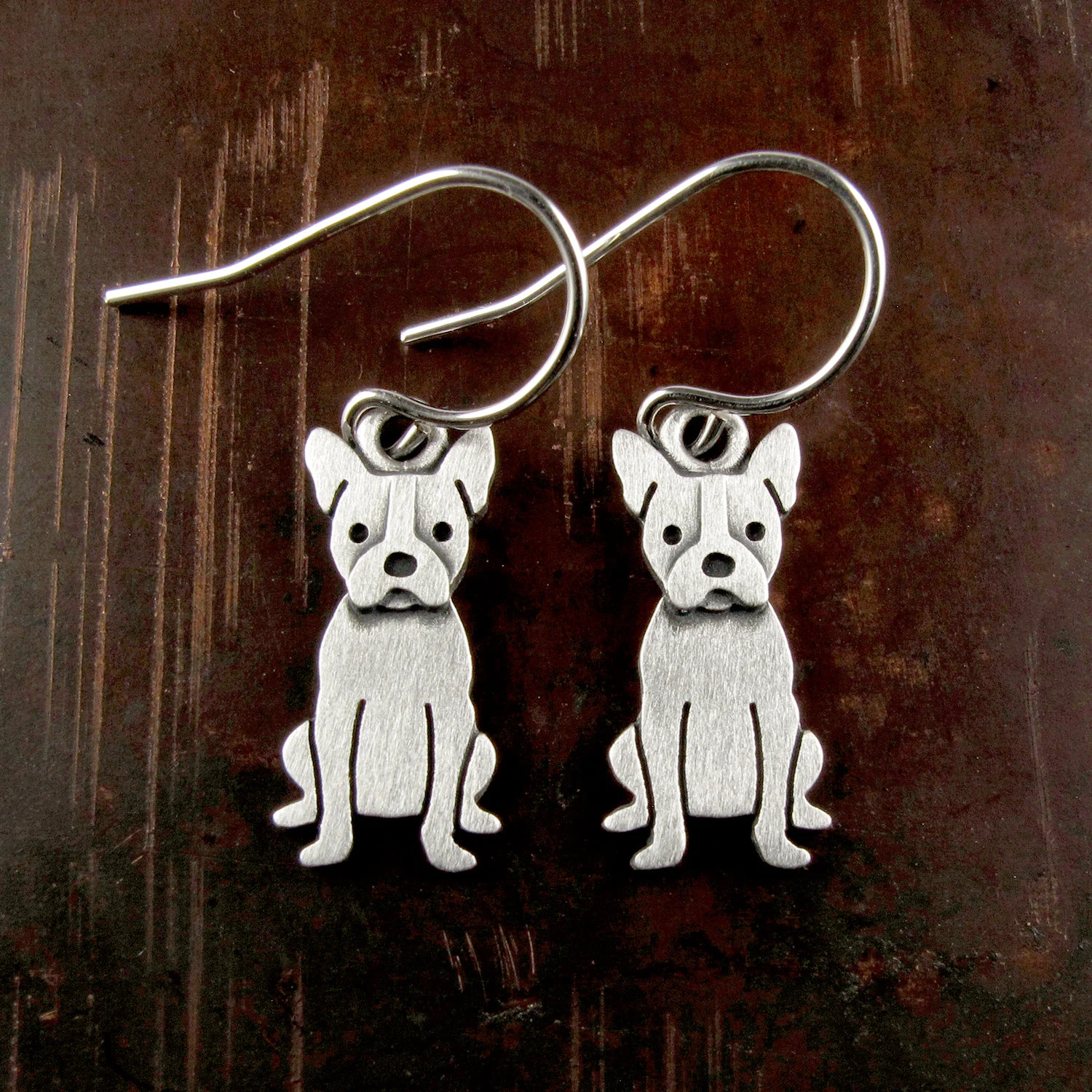 Boston Terrier Earrings - Silver Plated