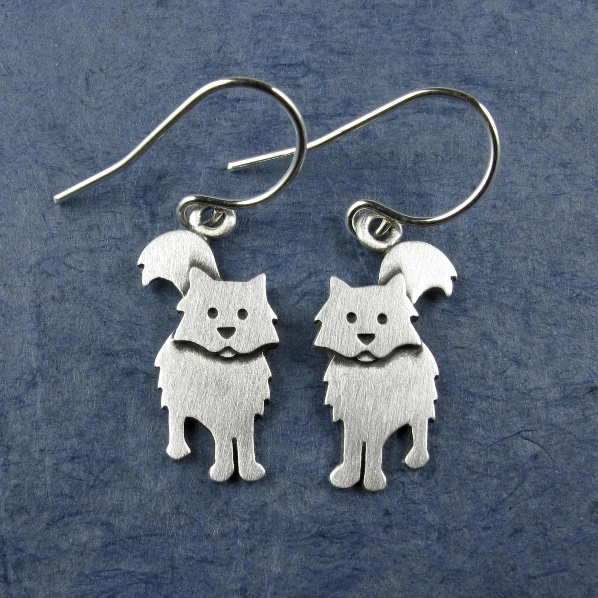 Fuzzy Cat Earrings - Silver Plated