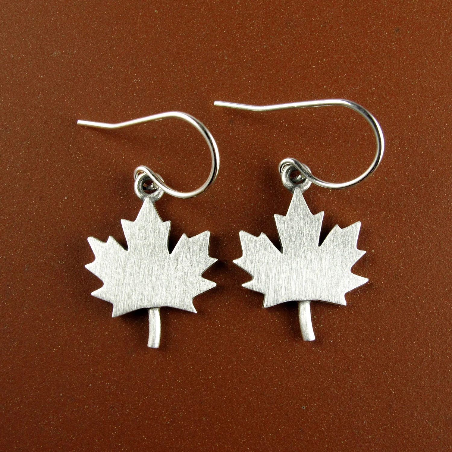 Maple Leaf Earrings - Silver Plated