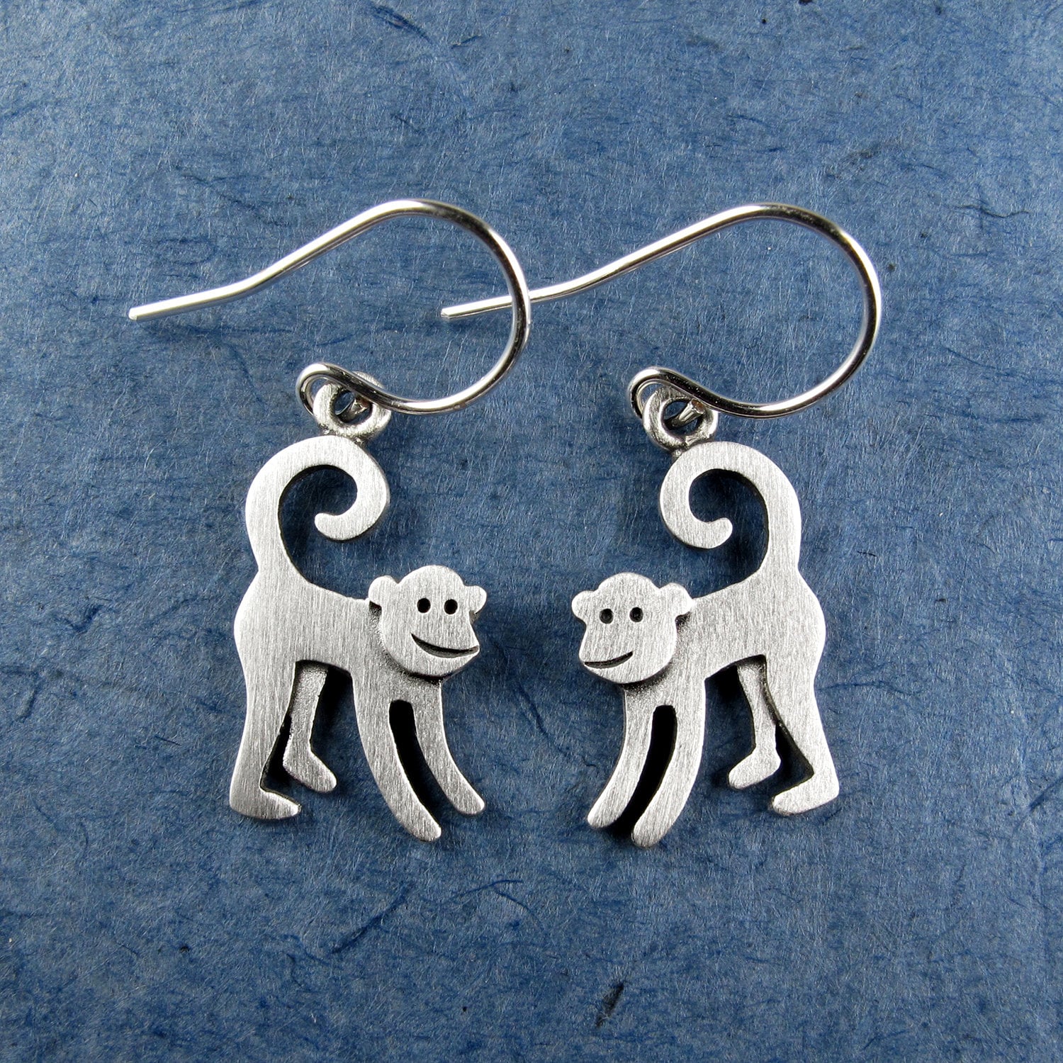 Monkey Earrings - Silver Plated