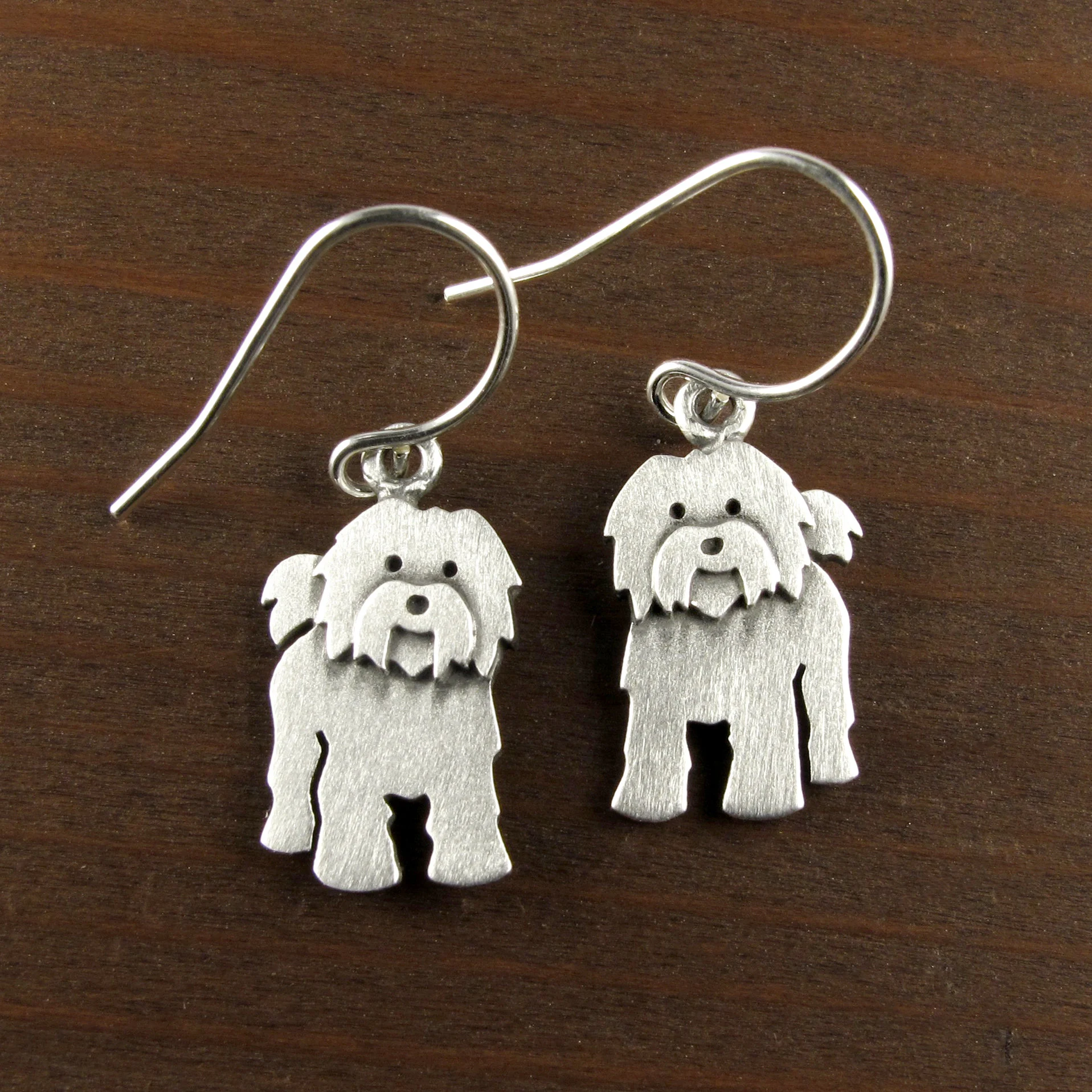Tibetan Terrier Earrings - Silver Plated