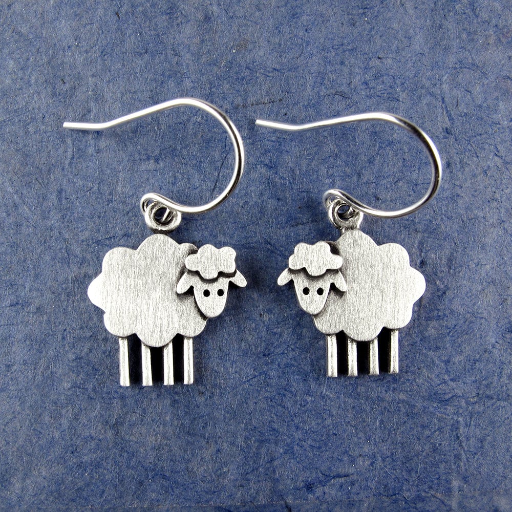 Sheep Earrings - Silver Plated