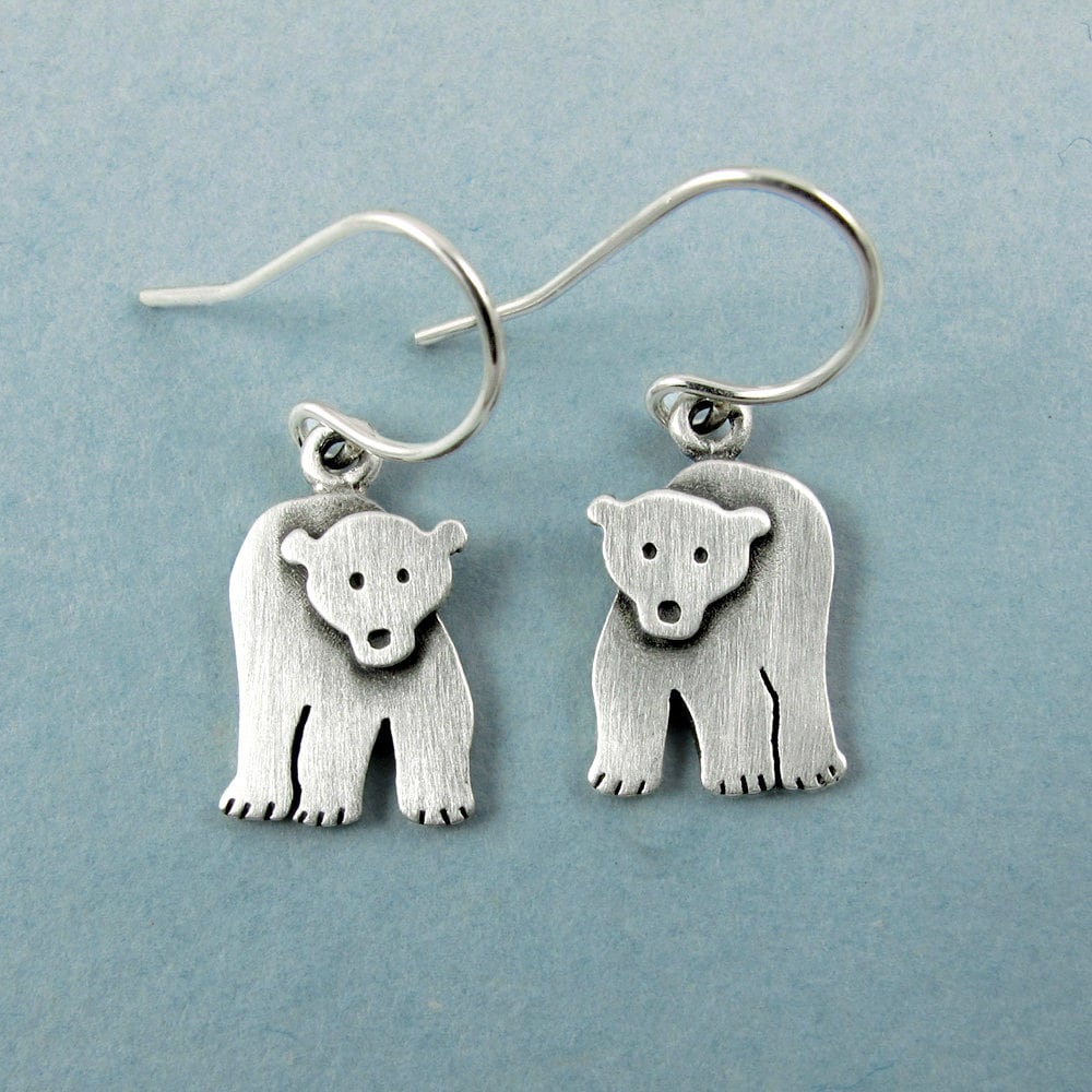 Polar Bear Earrings - Silver Plated