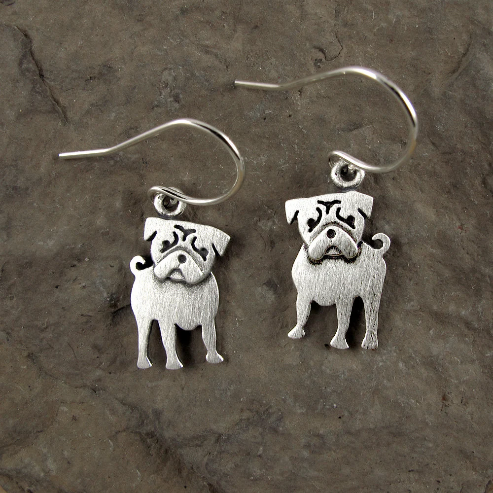 Pug Earrings - Silver Plated