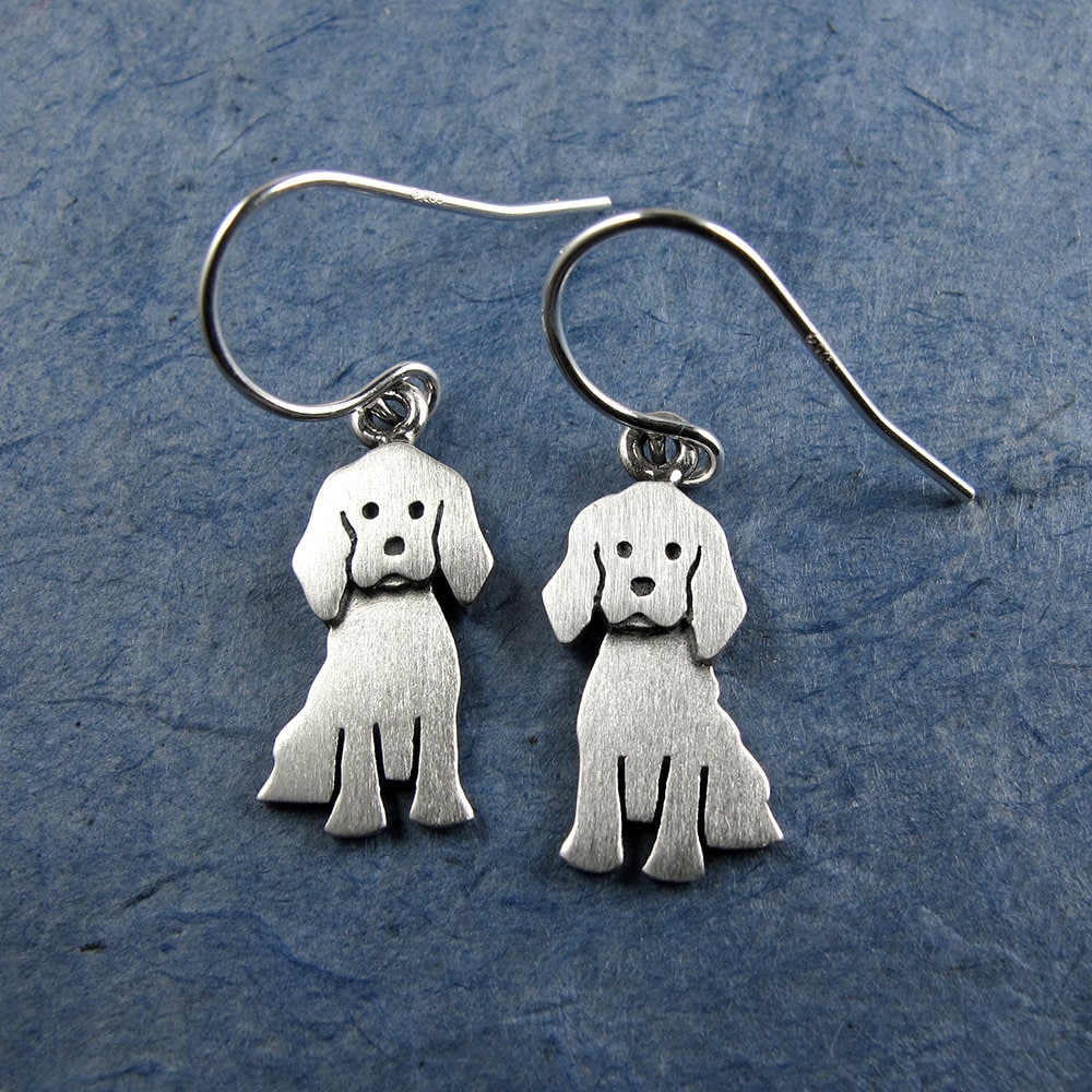 Cocker Spaniel Earrings - Silver Plated