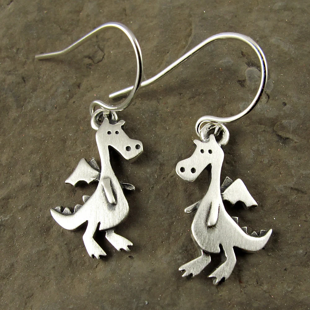 Dragon Earrings - Silver Plated