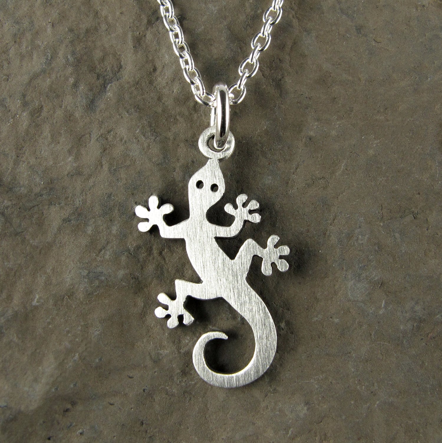 Gecko Pendant Necklace - Silver Plated