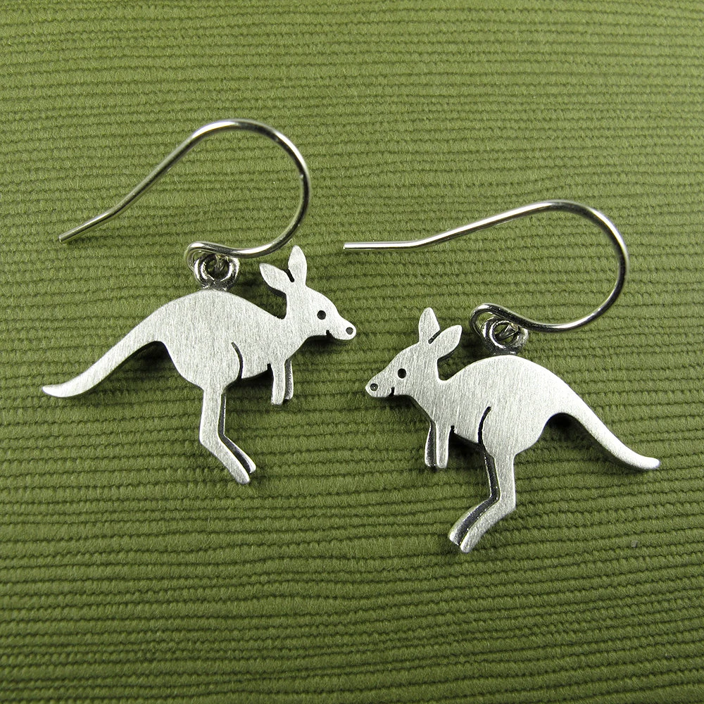 Kangaroo Earrings - Silver Plated