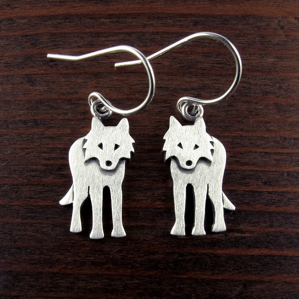 Wolf Earrings - Silver Plated