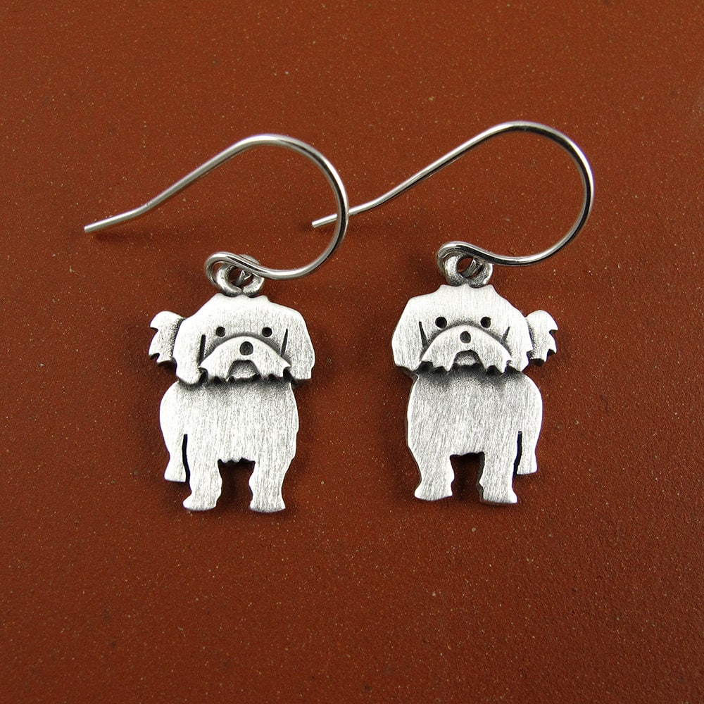 Shih Tzu Earrings - Silver Plated