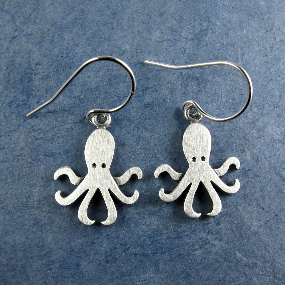 Octopus Earrings - Silver Plated