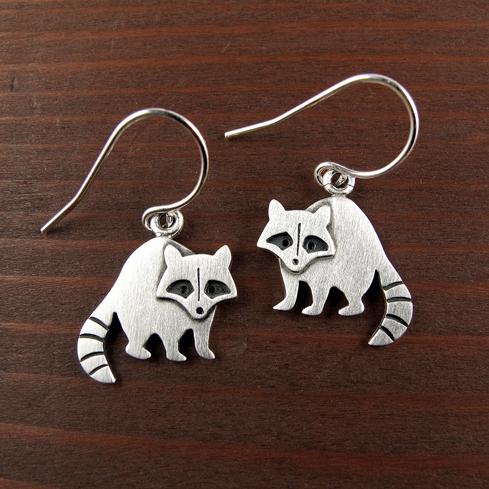 Raccoon Earrings - Silver Plated