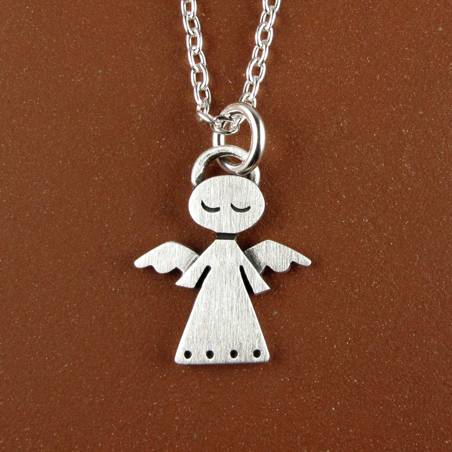 Angel Pendant Necklace - Silver Plated