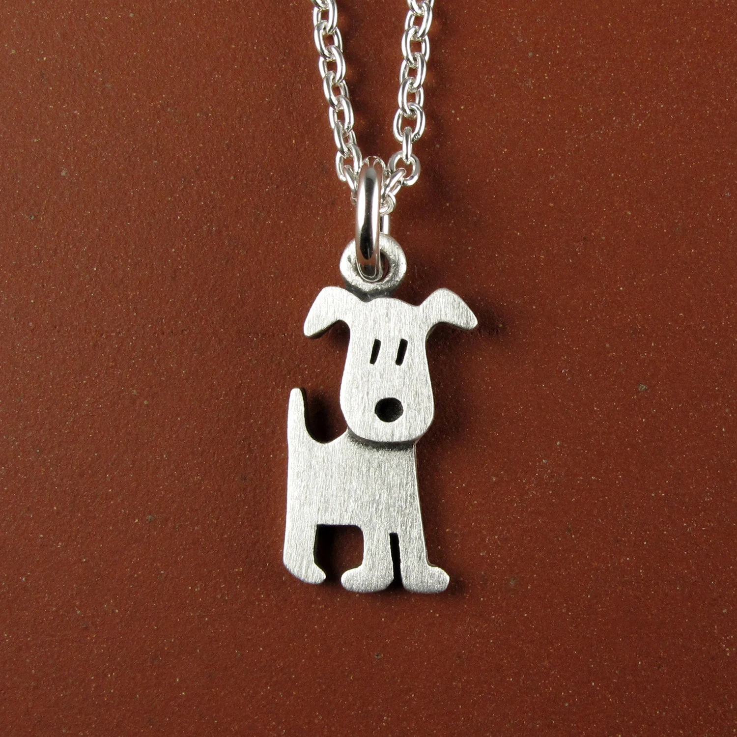 Puppy Pendant Necklace - Silver Plated