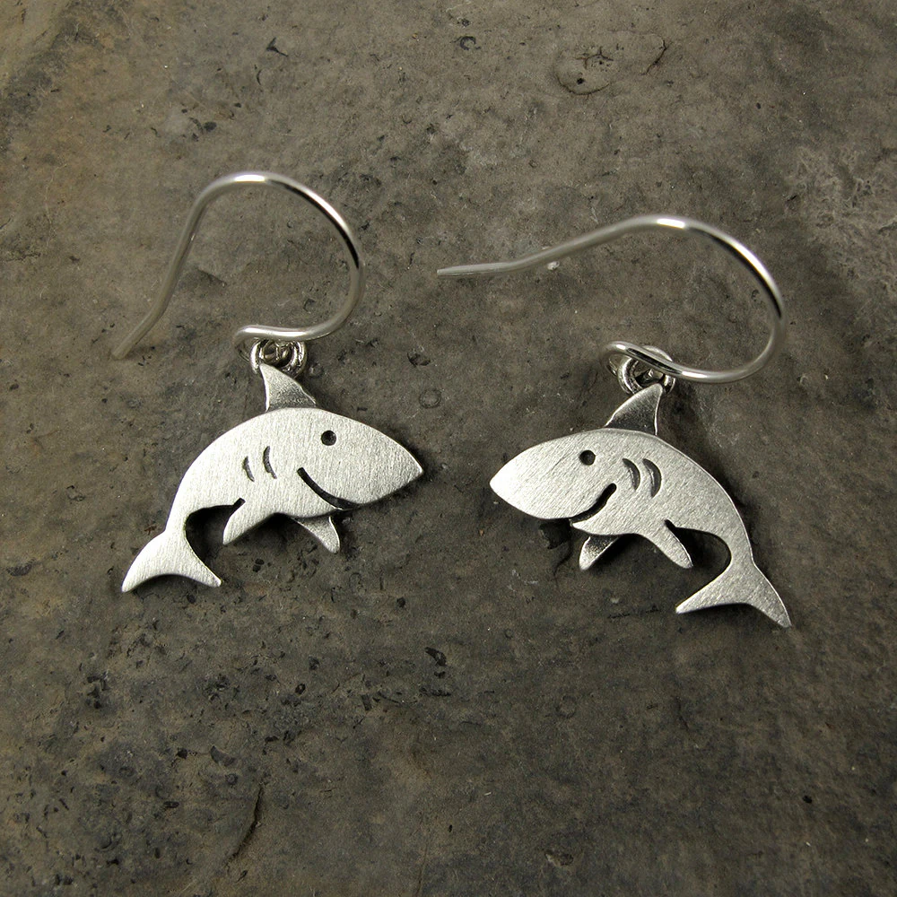 Shark Earrings - Silver Plated