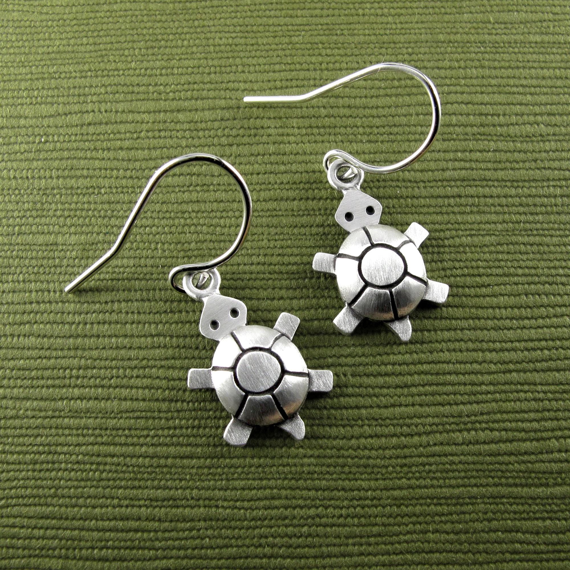 Turtle Earrings - Silver Plated