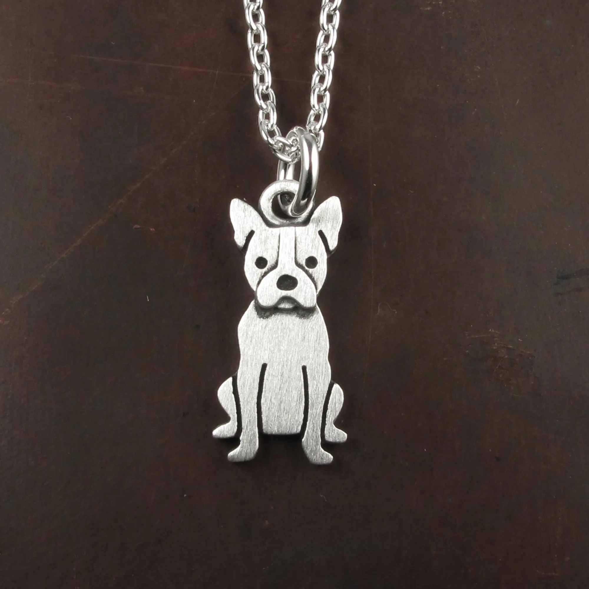 Boston Terrier Pendant Necklace - Silver Plated