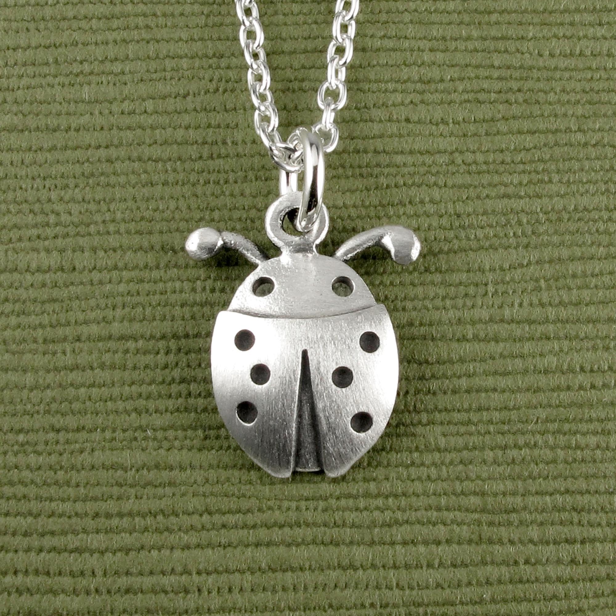 Ladybug Pendant Necklace - Silver Plated