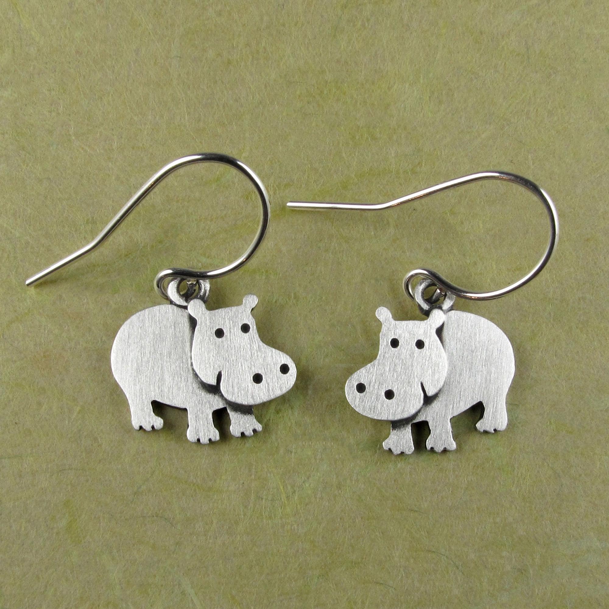 Hippo Earrings - Silver Plated