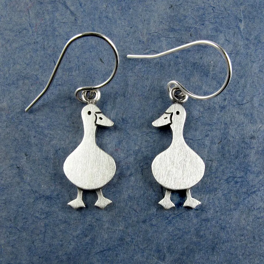 Duck Earrings - Silver Plated