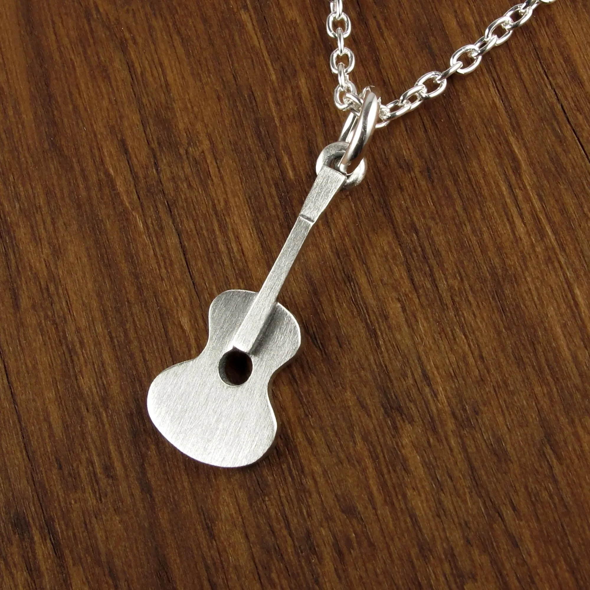 Guitar Pendant Necklace - Silver Plated