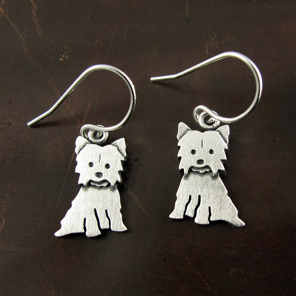 Yorkshire Terrier Earrings - Silver Plated
