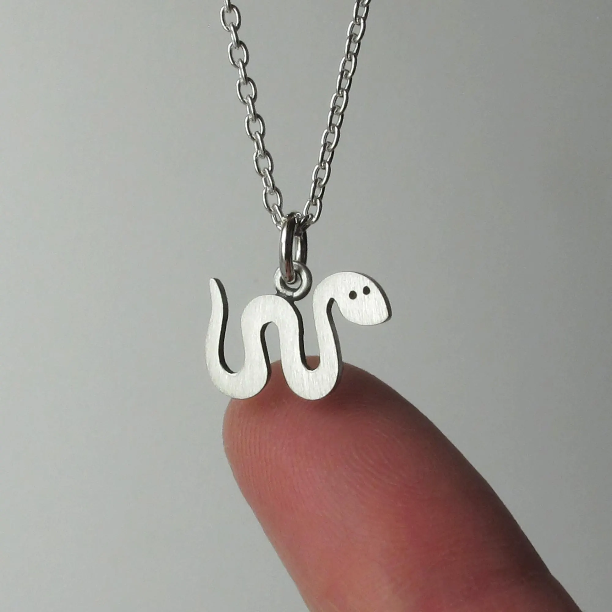 Snake Pendant Necklace - Silver Plated