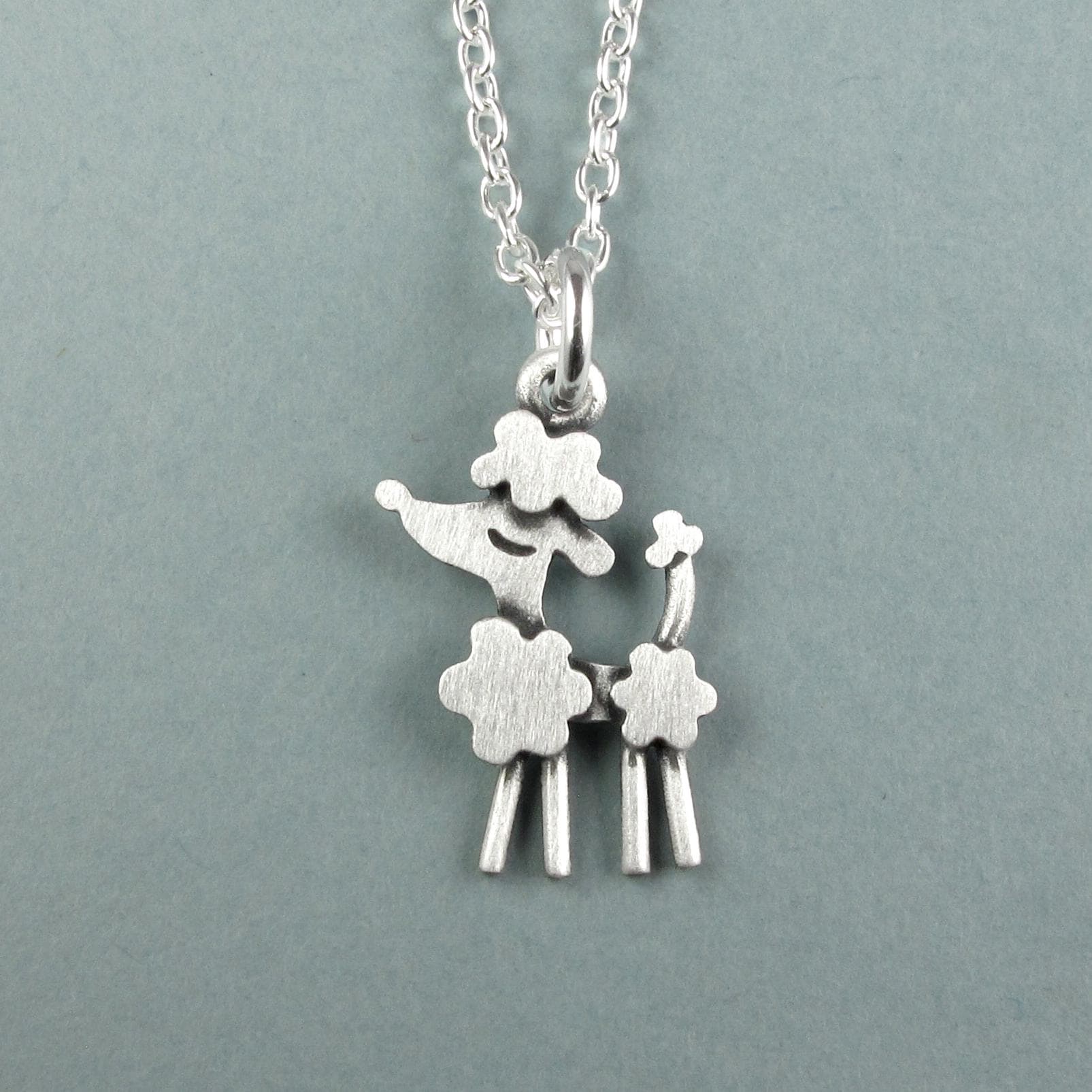 Poodle Pendant Necklace - Silver Plated