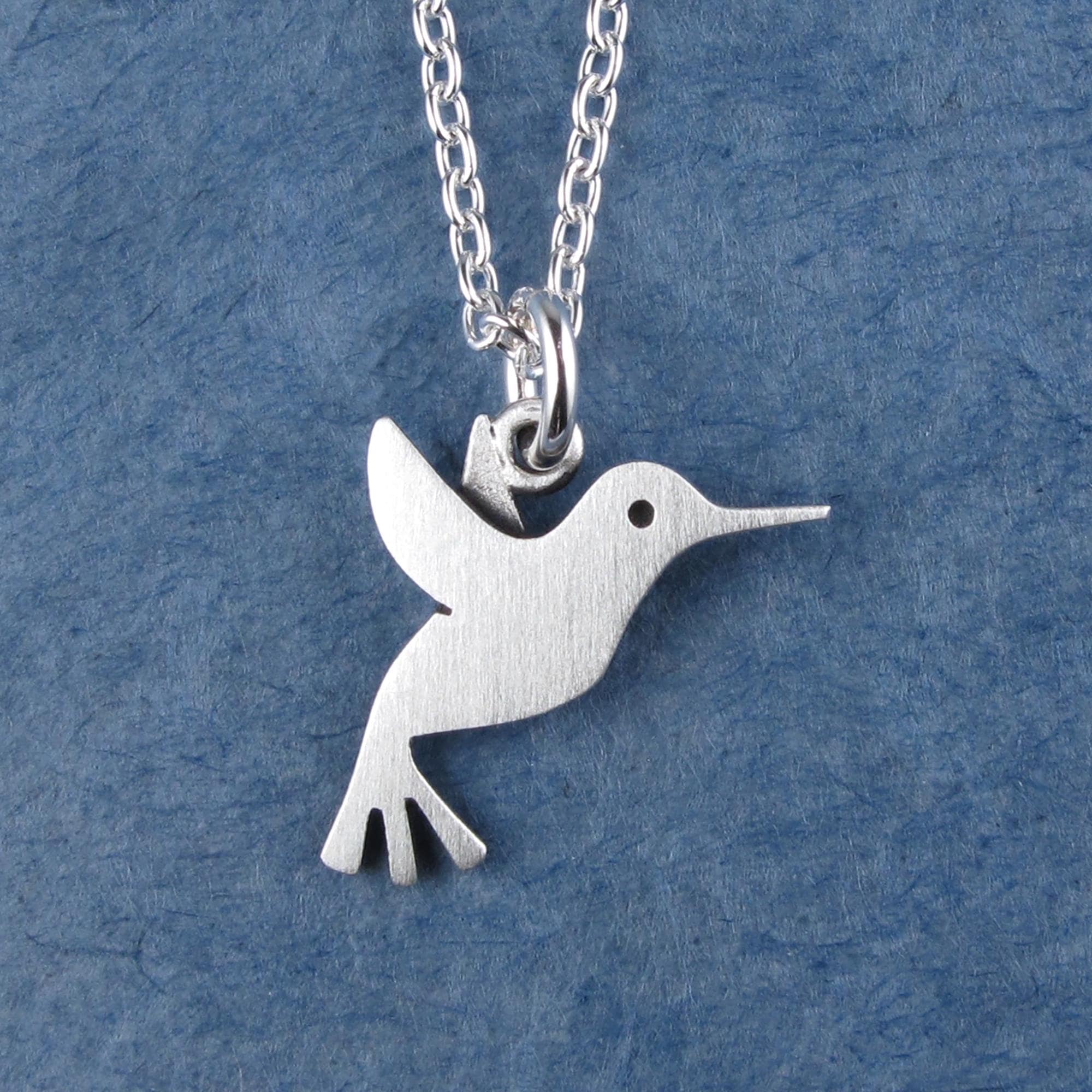 Hummingbird Pendant Necklace - Silver Plated