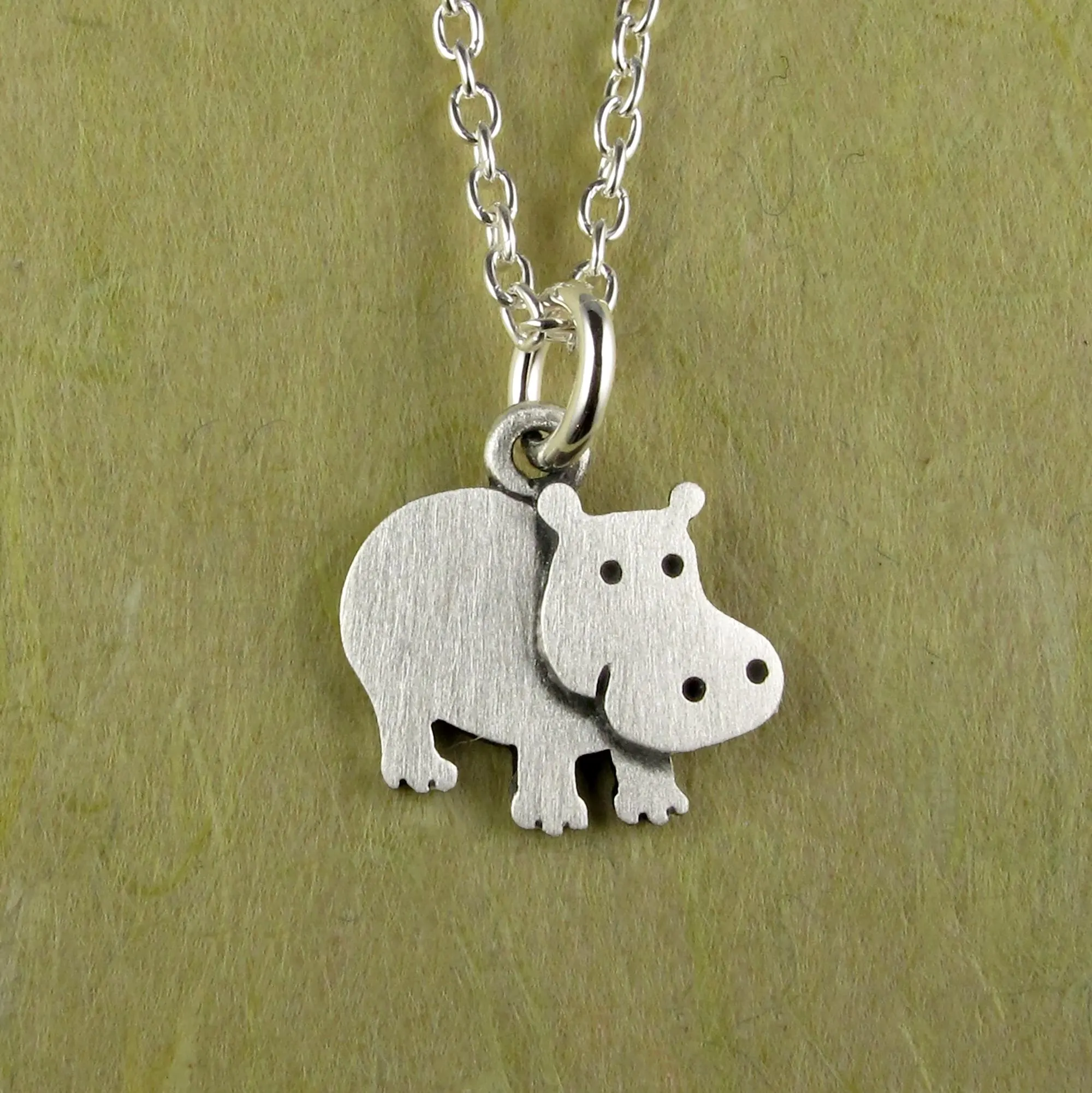 Hippo Pendant Necklace - Silver Plated