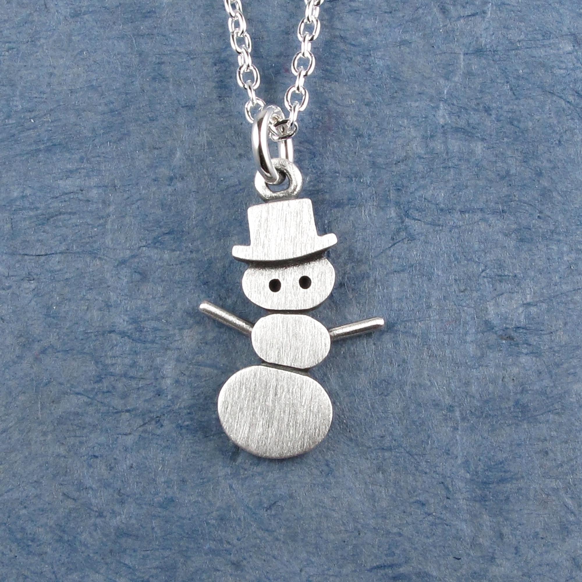 Snowman Pendant Necklace - Silver Plated