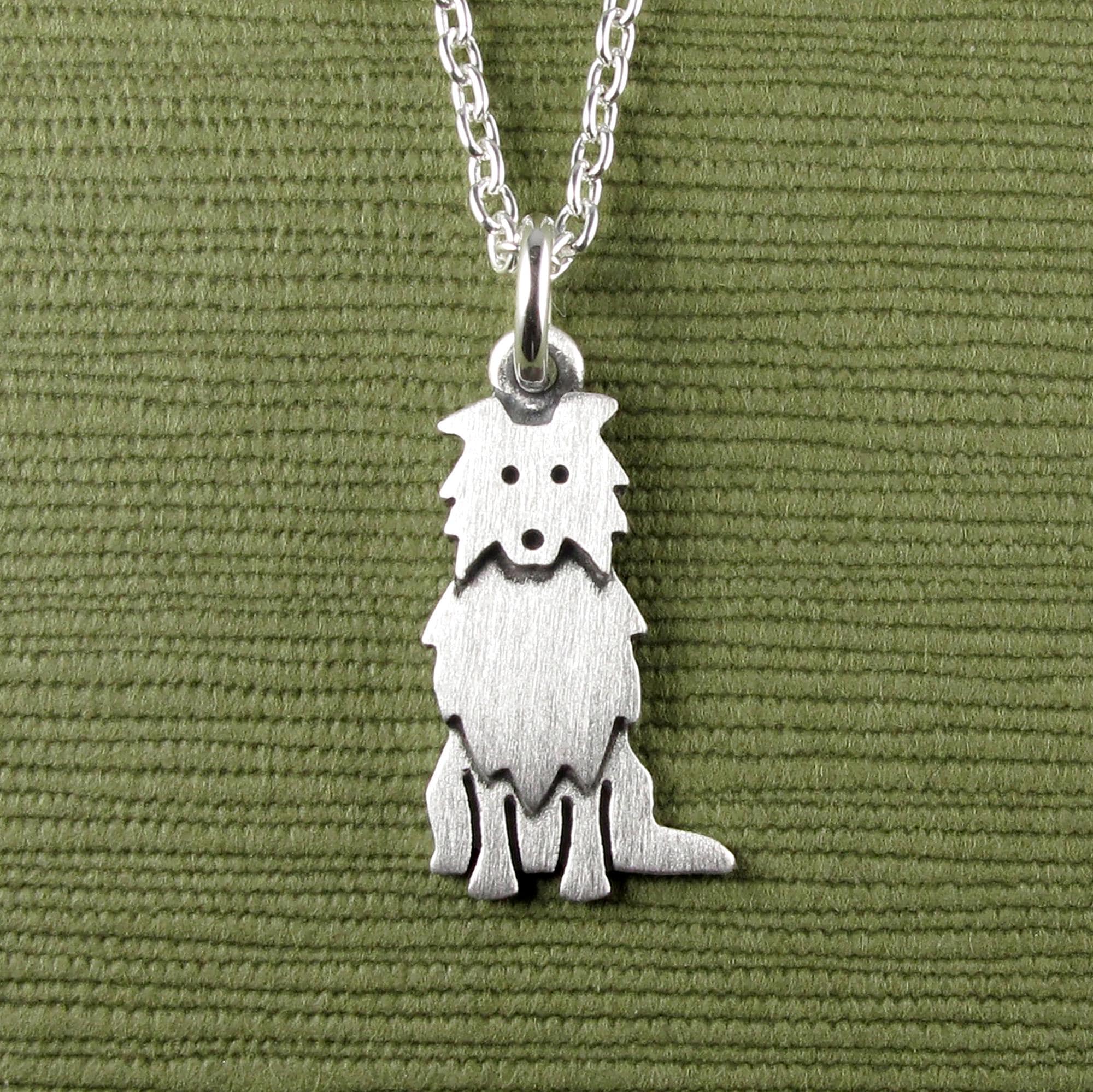 Collie Pendant Necklace - Silver Plated
