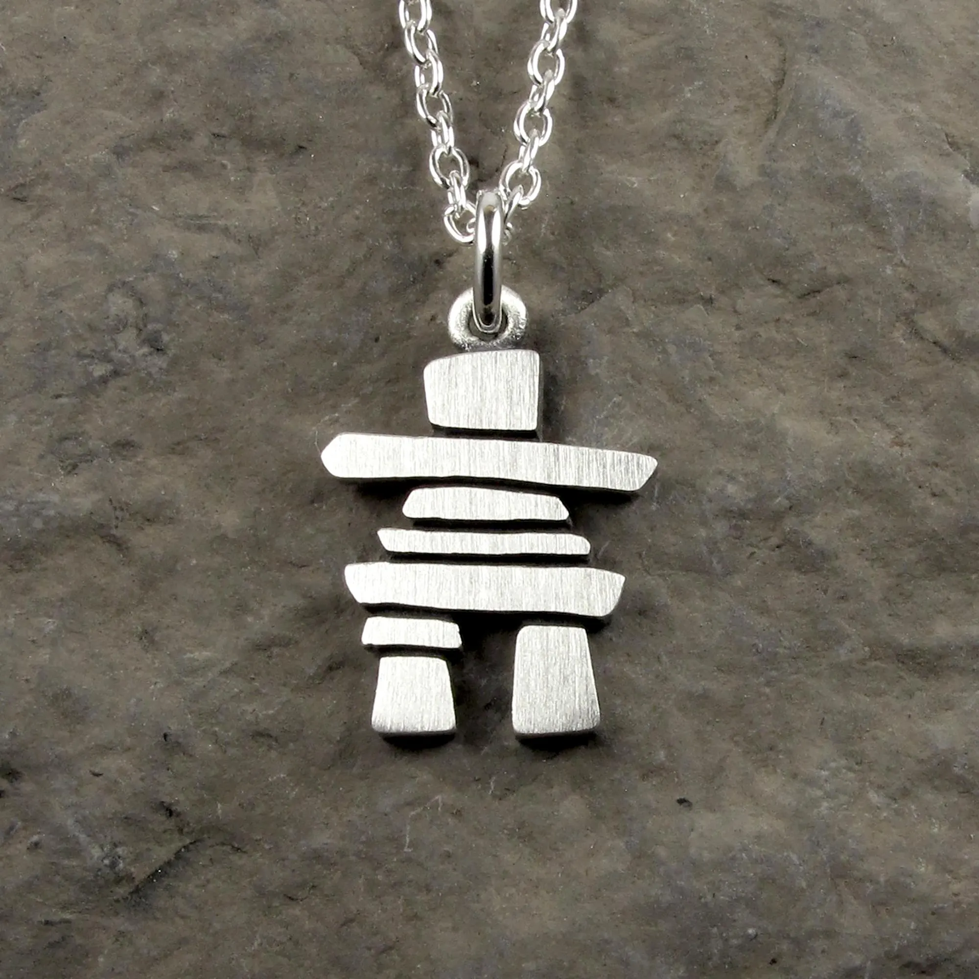 Inukshuk Pendant Necklace - Silver Plated