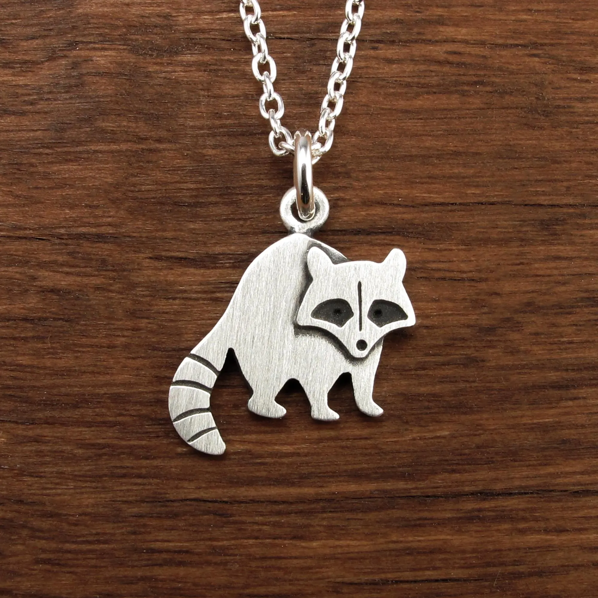 Raccoon Pendant Necklace - Silver Plated