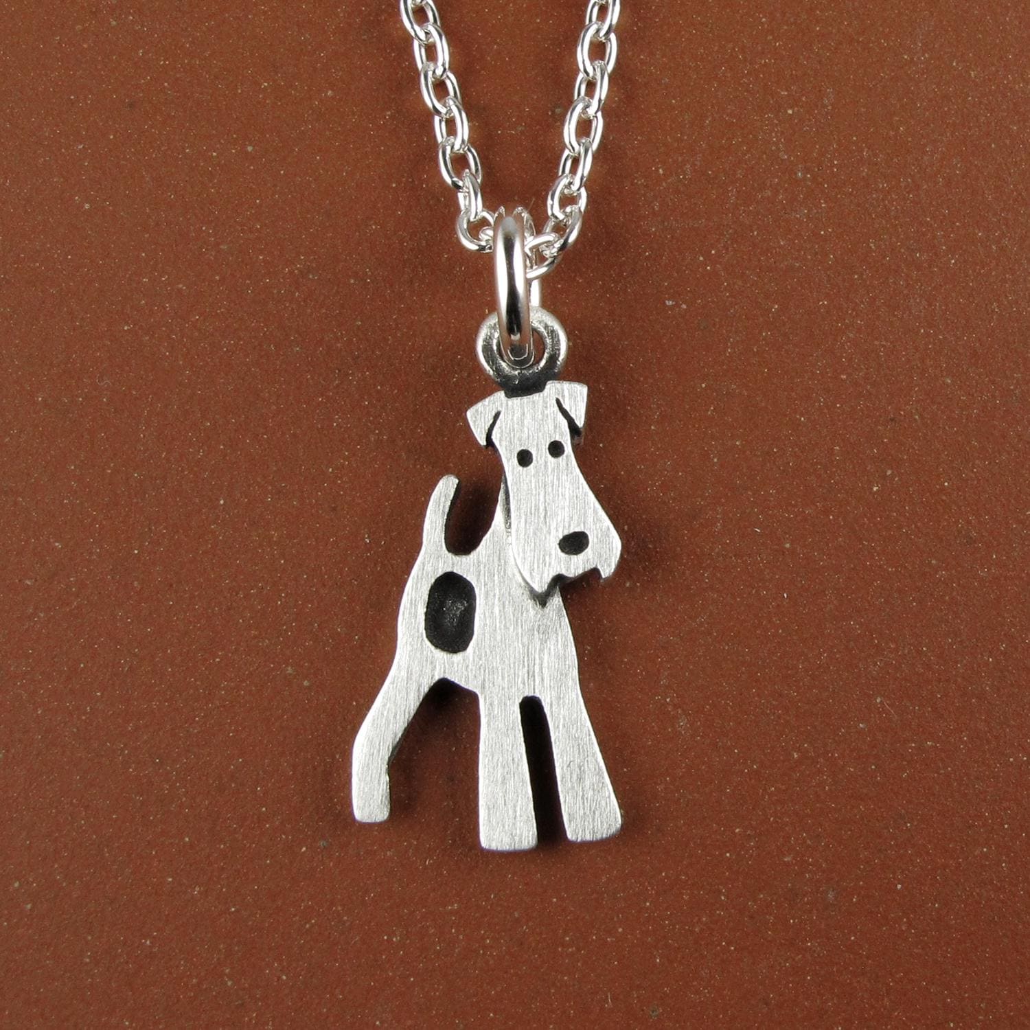 Wire Fox Terrier Pendant Necklace - Silver Plated