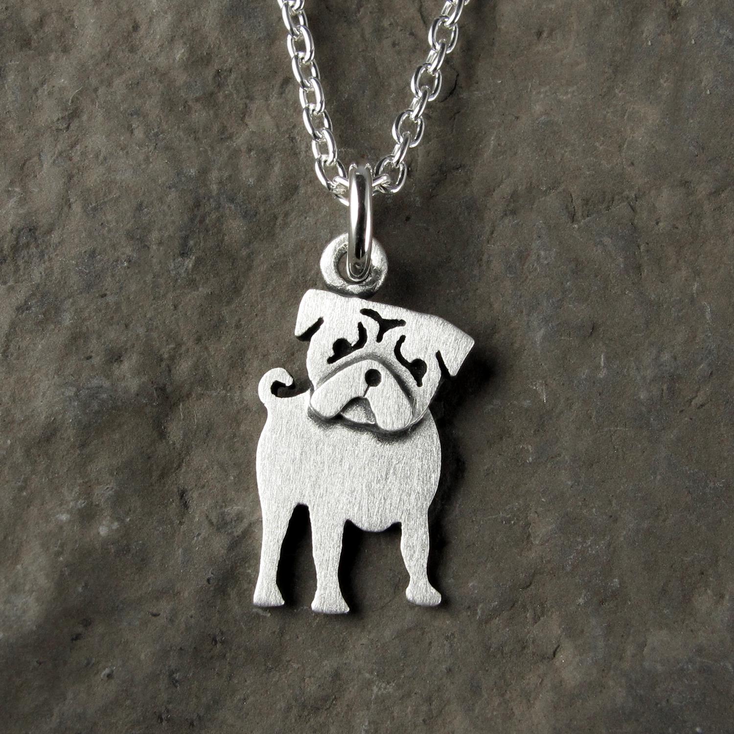 Pug Pendant Necklace - Silver Plated