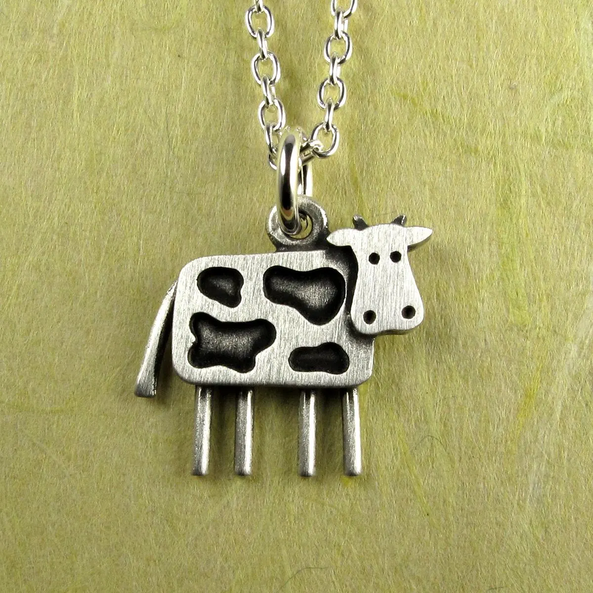 Cow Pendant Necklace - Silver Plated