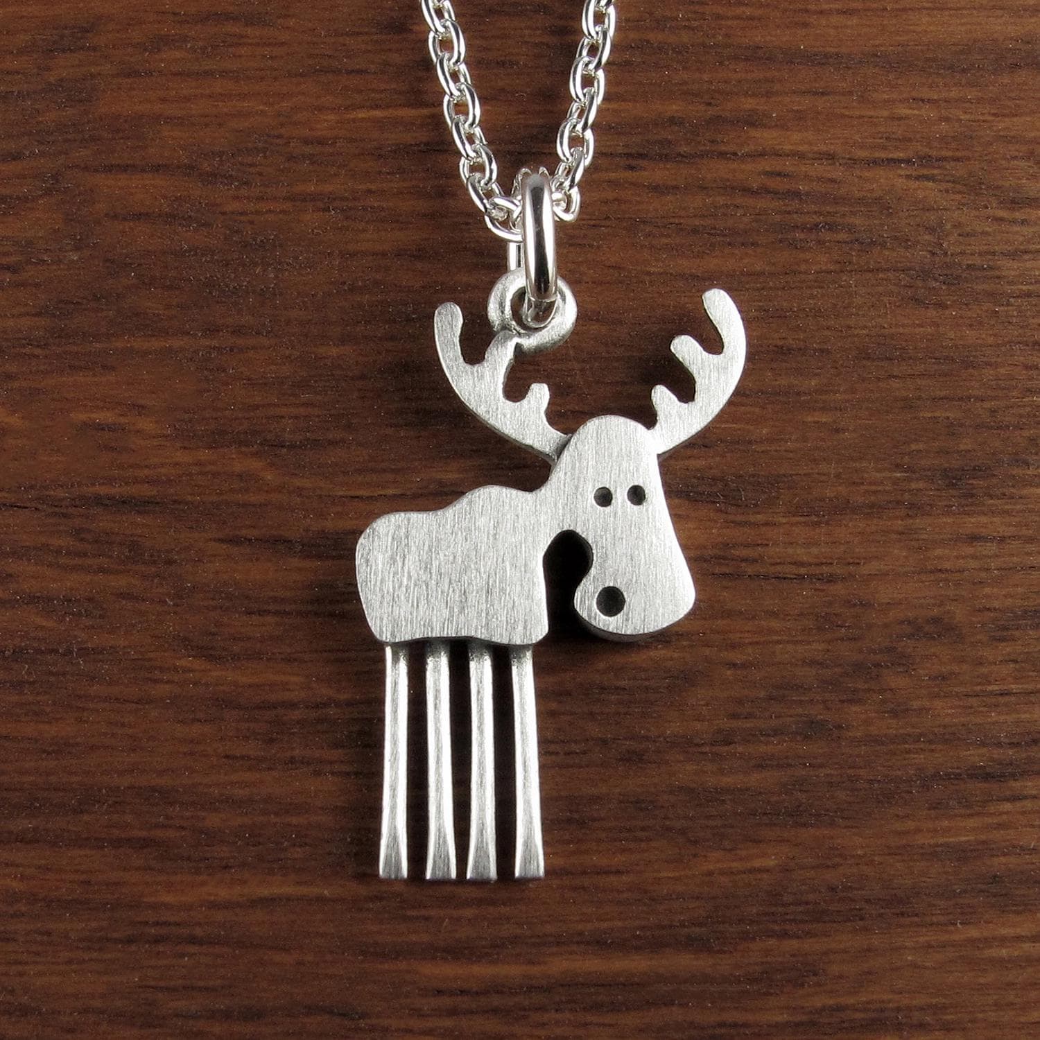 Moose Pendant Necklace - Silver Plated