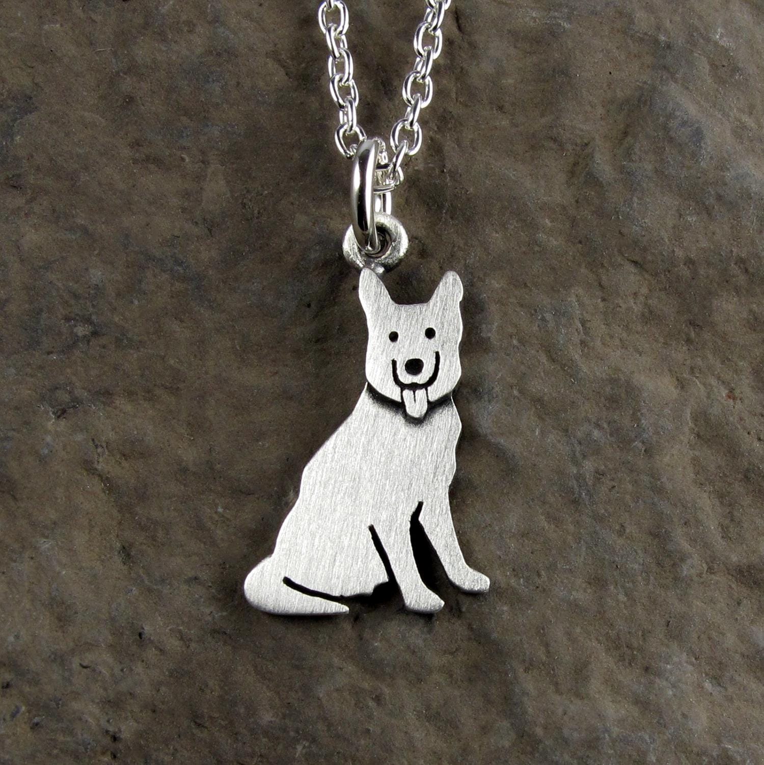 German Shepherd Pendant Necklace - Silver Plated