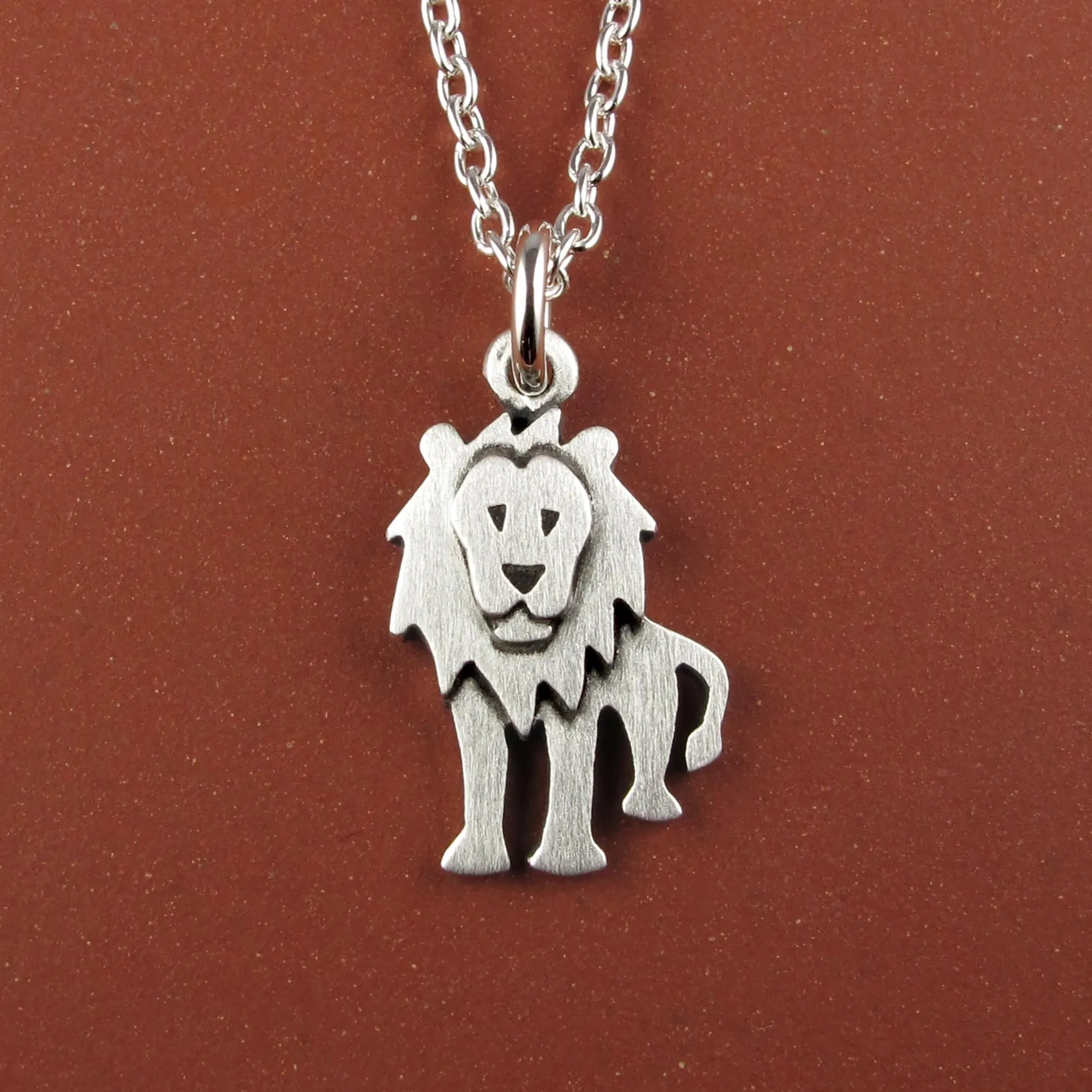 Lion Pendant Necklace - Silver Plated