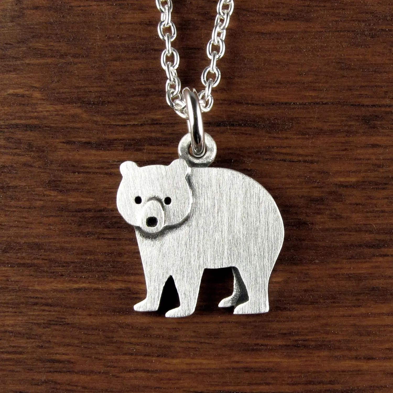Bear Pendant Necklace - Silver Plated